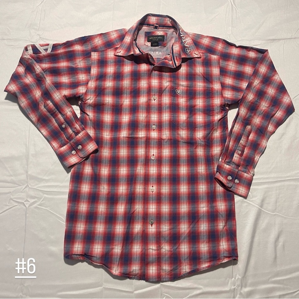 Ariat Men’s Red and Blue Plaid Button-Down Shirt
